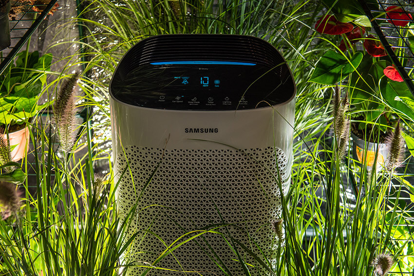 Samsung Luftreiniger in grüner Umgebung