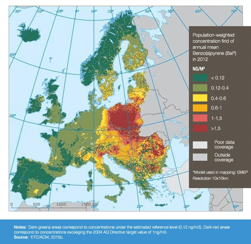 Smog-Karte von Polen und Europa