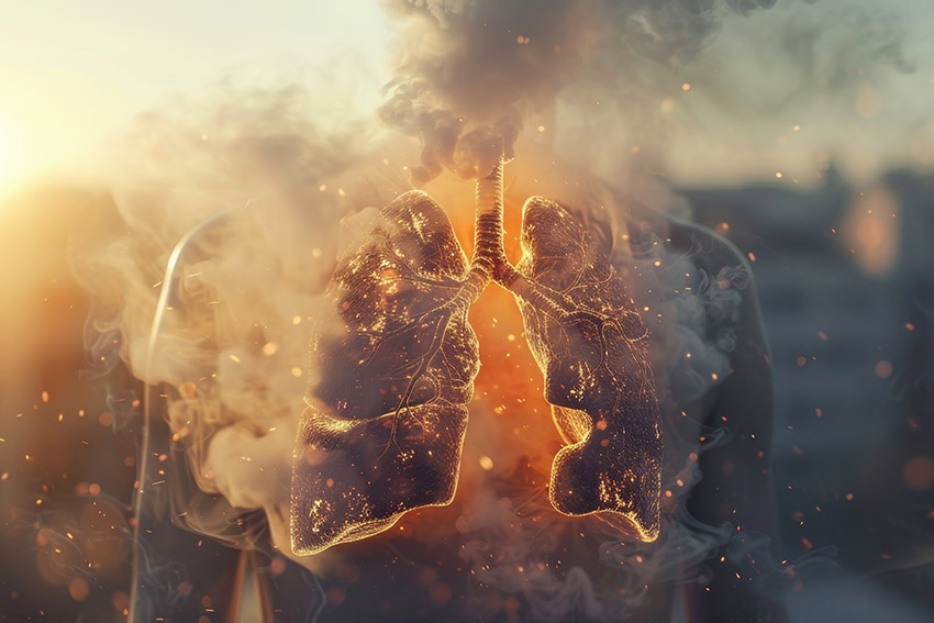 Lungen, die Smog einatmen