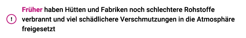 Luftverschmutzungsniveau im Laufe der Jahre - Warnung
