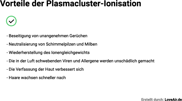 Vorteile der Ionisierung mit der Plasmacluster-Technologie
