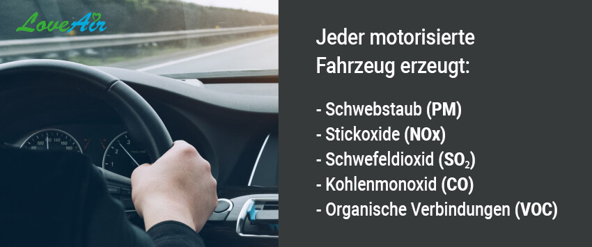 Vom Fahrzeug erzeugte Schadstoffe