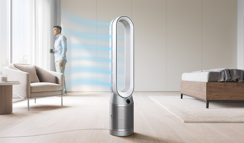 Dyson Luftreiniger mit Ventilatorfunktion im Wohnzimmer