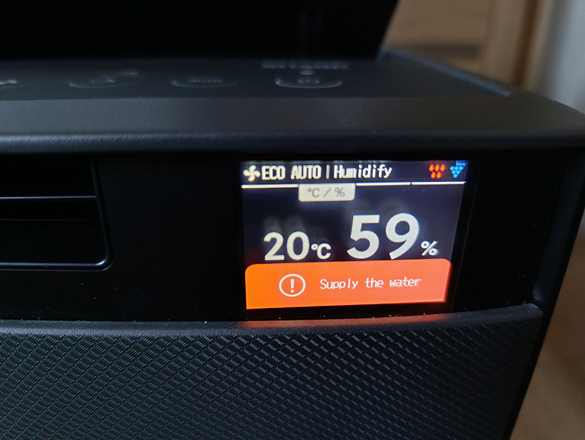 Sharp KI-TX100EU-H – Hinweis auf leeren Wassertank