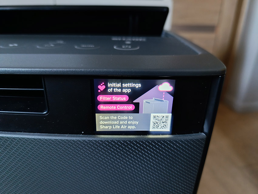 Sharp KI-TX100EU-H – Begrüßungsbildschirm, Hinweis zum Herunterladen der App