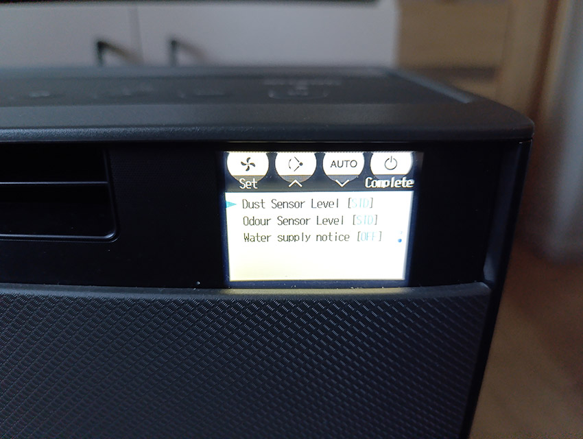 Sharp KI-TX100EU-H – Einstellungen der Luftreiniger-Parameter