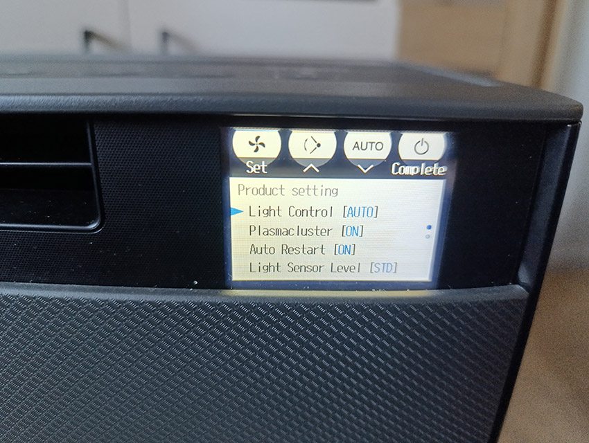 Sharp KI-TX100EU-H – Einstellungen der Luftreiniger-Parameter