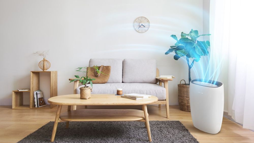 Toshiba CAF-X50XPL Luftreiniger – Einrichtung im Wohnzimmer