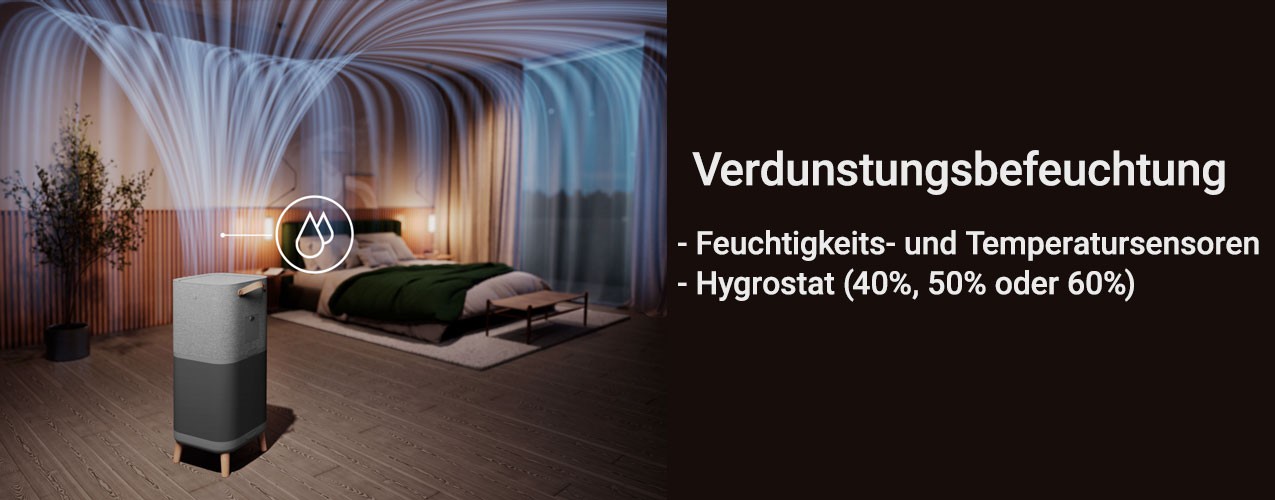 Verdunstungsbefeuchtung im Luftreiniger Electrolux PURE 900