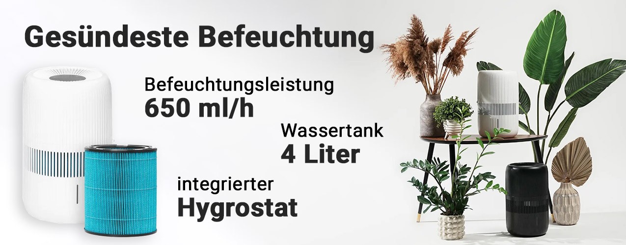 Verdunstungsprinzip (Verdunstungsbefeuchtung) beim Klarta Humea Grande WiFi