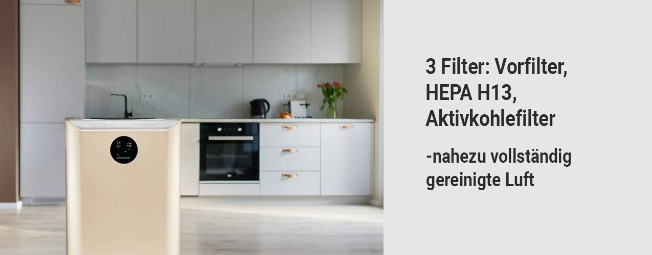 3-stufige Filtration im Klarta Stor 3 Luftreiniger