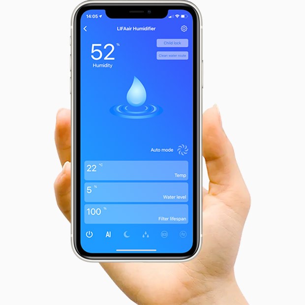 Steuerung des Luftbefeuchters LIFAair LAH302 per Smartphone