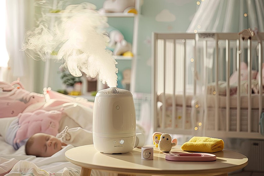 Luftbefeuchter im Kinderzimmer aufgestellt