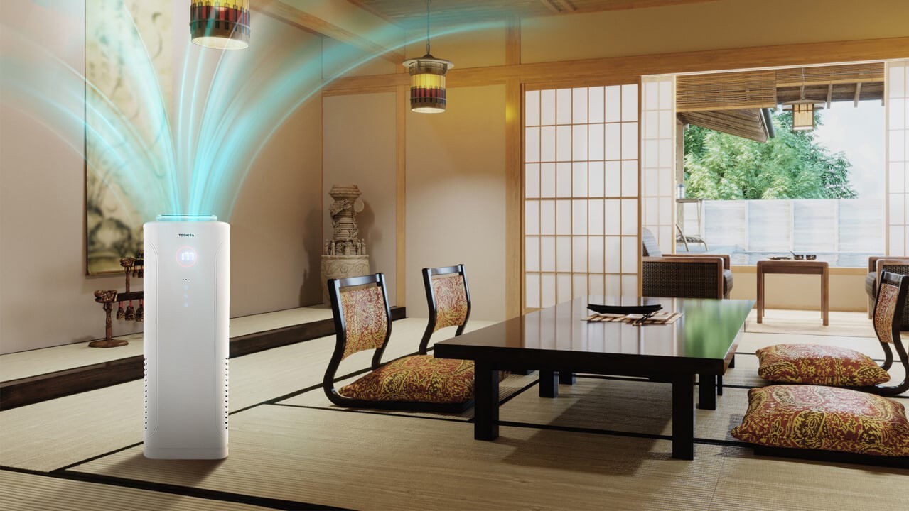 Luftreiniger mit Ionisation – Toshiba CAF-X83XPL im Wohnzimmer – Raumgestaltung