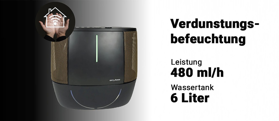 Verdunstungs-Befeuchtung im Stylies Antares Pro WiFi