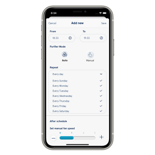 Screenshot von der Blueair-App