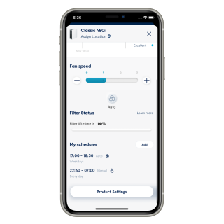 Screenshot der Blueair App