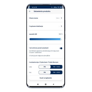 Screenshot aus der Blueair-App - Einstellungen
