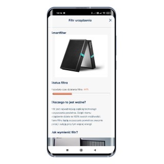 Screenshot aus der Blueair-App - Gerätefilter