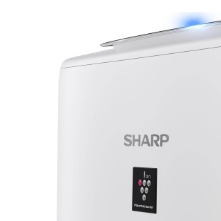 Sharp UA-KIN40E-W - Nahaufnahme des Herstellerlogos und Plasmacluster
