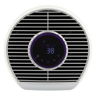 Display zeigt PM2.5-Werte und mäßige Luftqualität