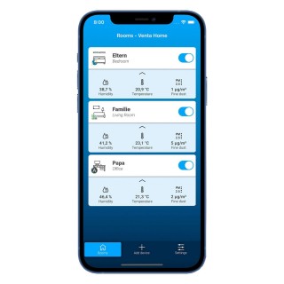 Screenshot der Venta App - Räume